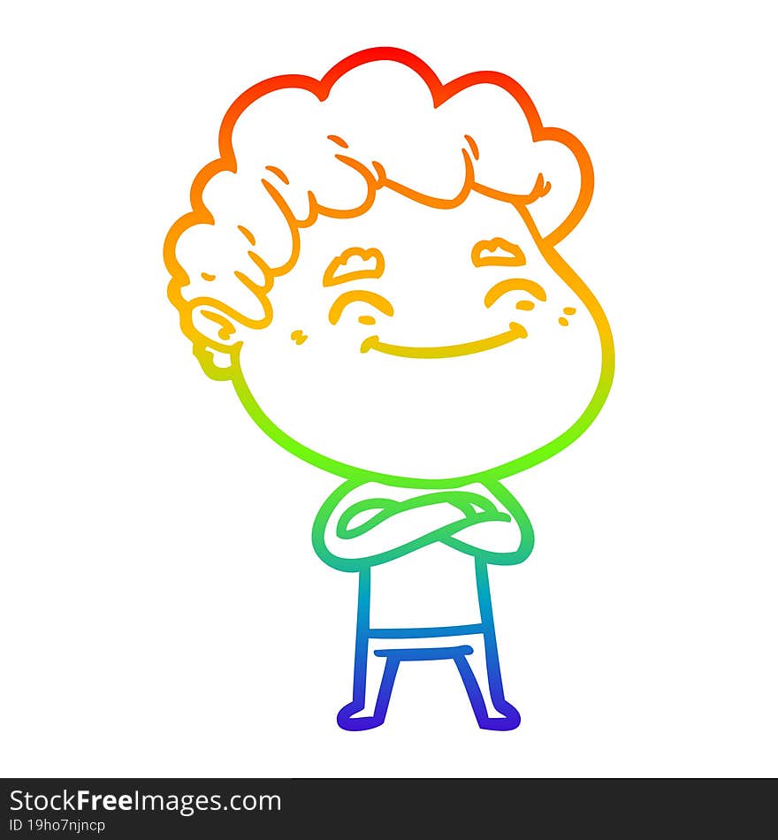 rainbow gradient line drawing cartoon friendly man