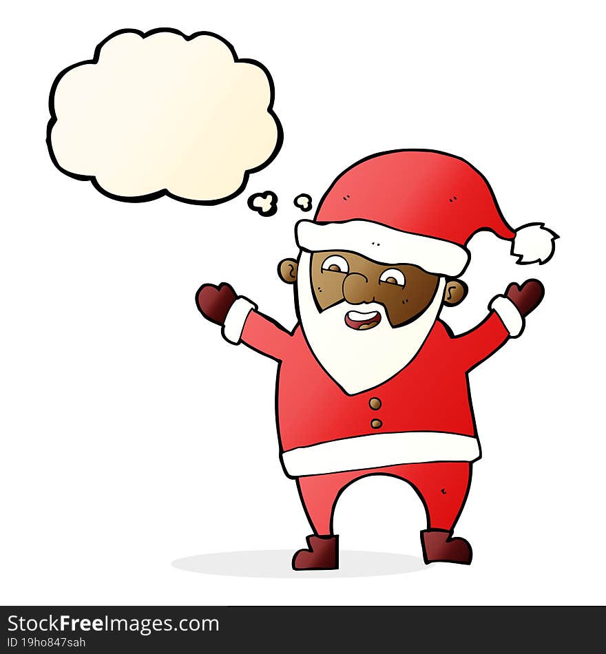 cartoon santa claus with thought bubble