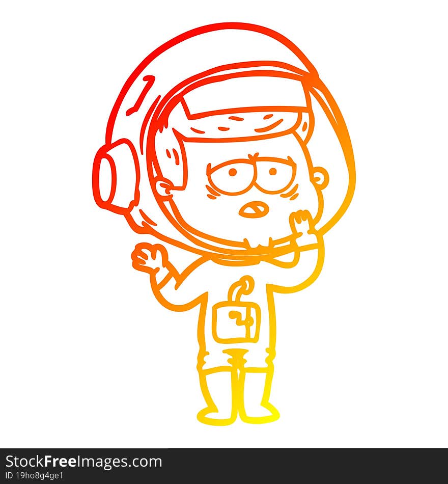 warm gradient line drawing cartoon tired astronaut