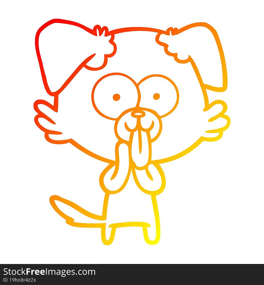 warm gradient line drawing of a cartoon dog with tongue sticking out