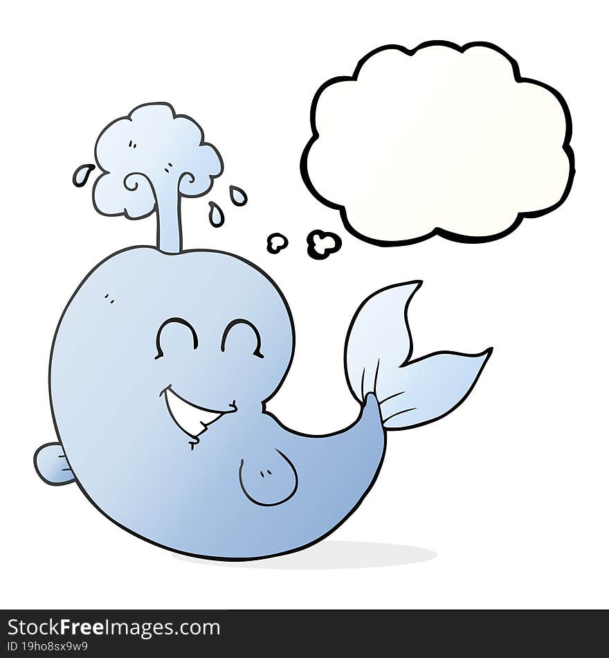 freehand drawn thought bubble cartoon whale spouting water