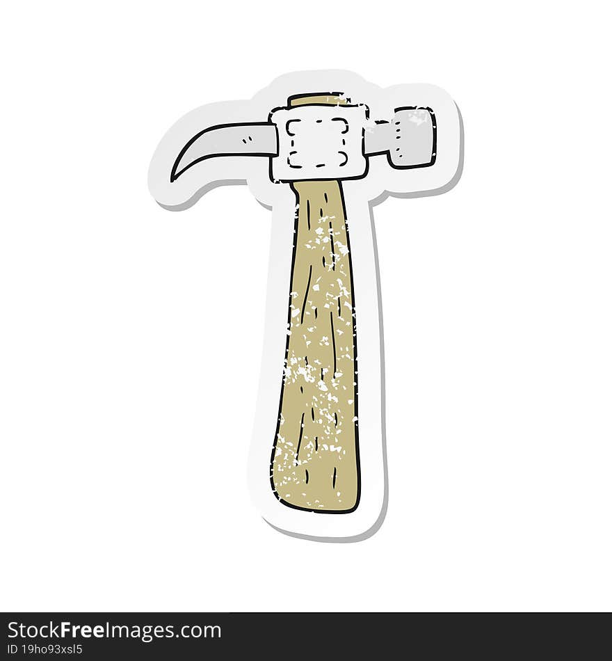 retro distressed sticker of a cartoon hammer