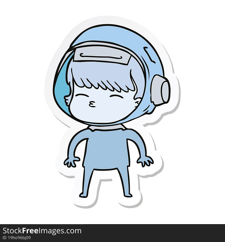 sticker of a cartoon curious astronaut