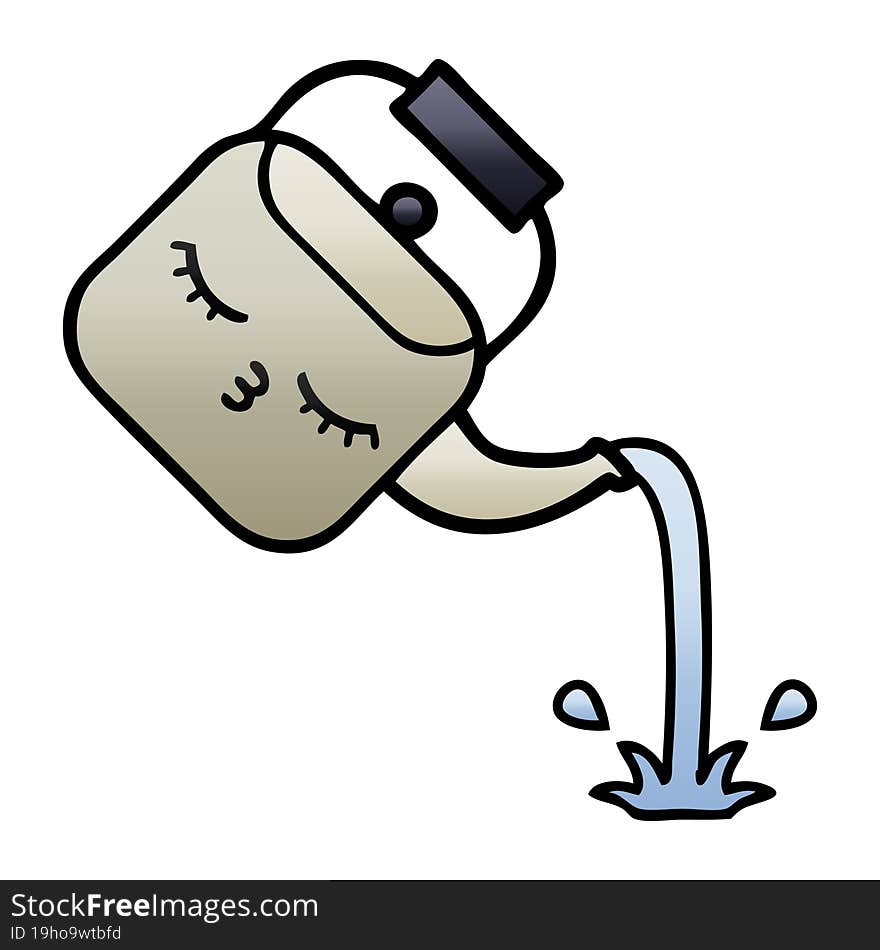 gradient shaded cartoon pouring kettle