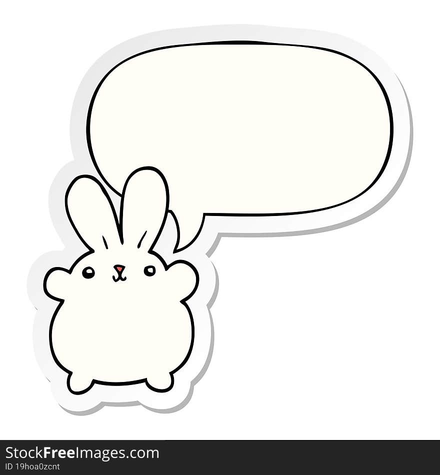 Cute Cartoon Rabbit And Speech Bubble Sticker