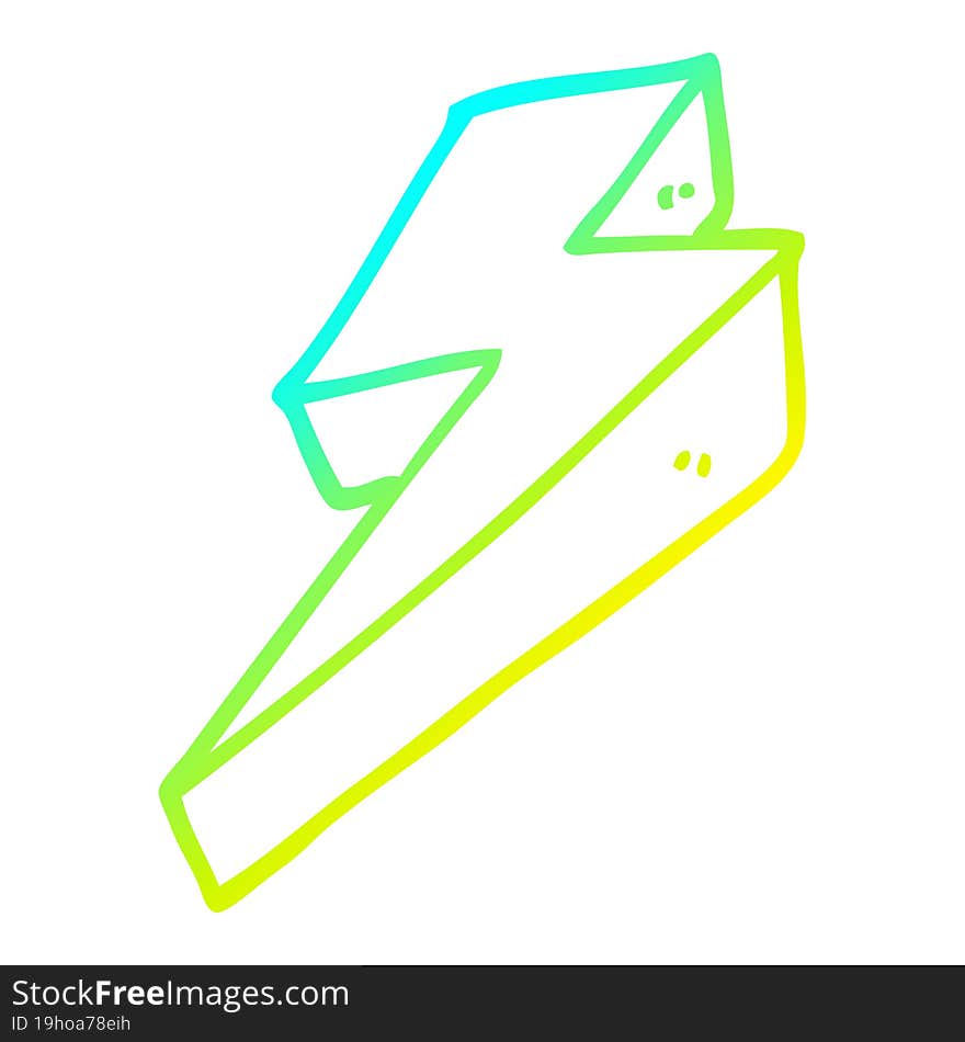 cold gradient line drawing of a cartoon thunder bolts