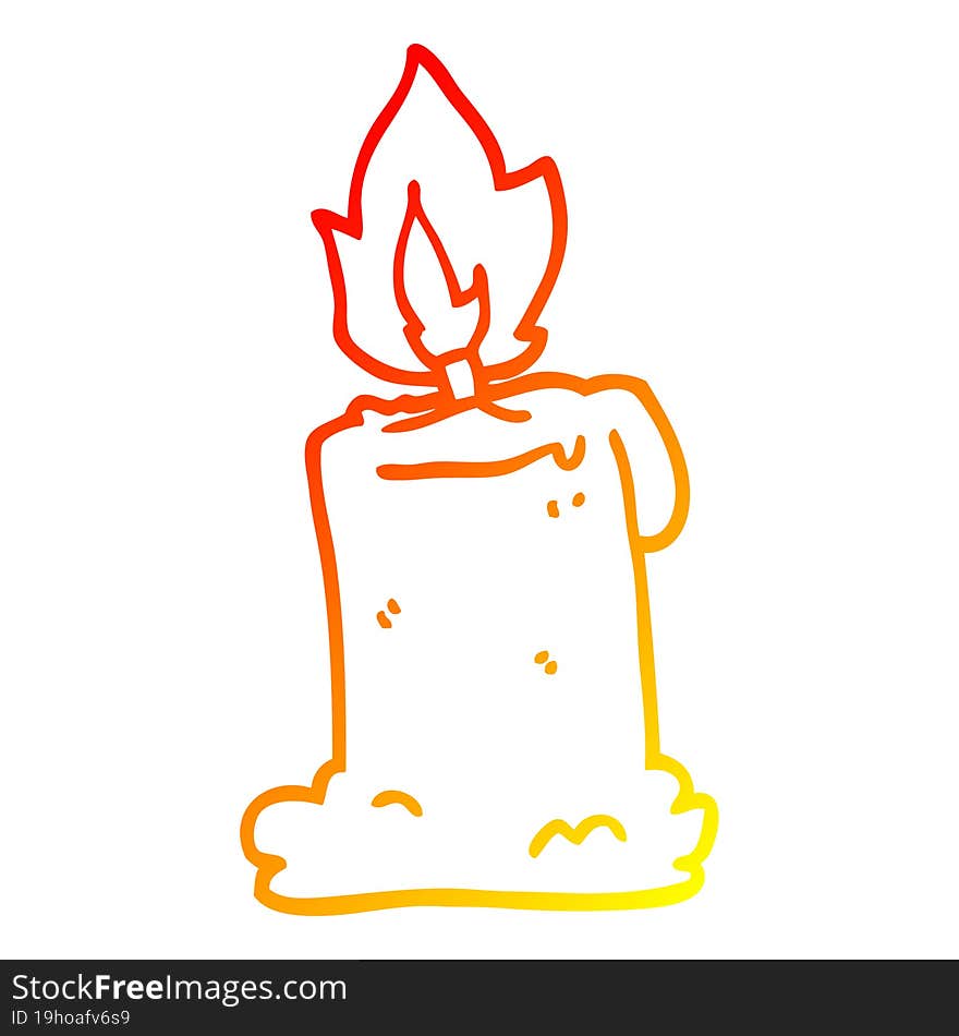 warm gradient line drawing cartoon burning candle