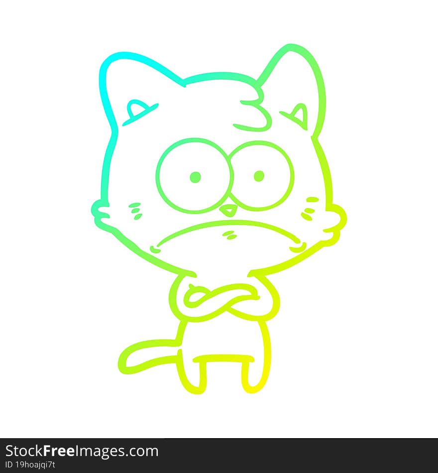 cold gradient line drawing cartoon nervous cat