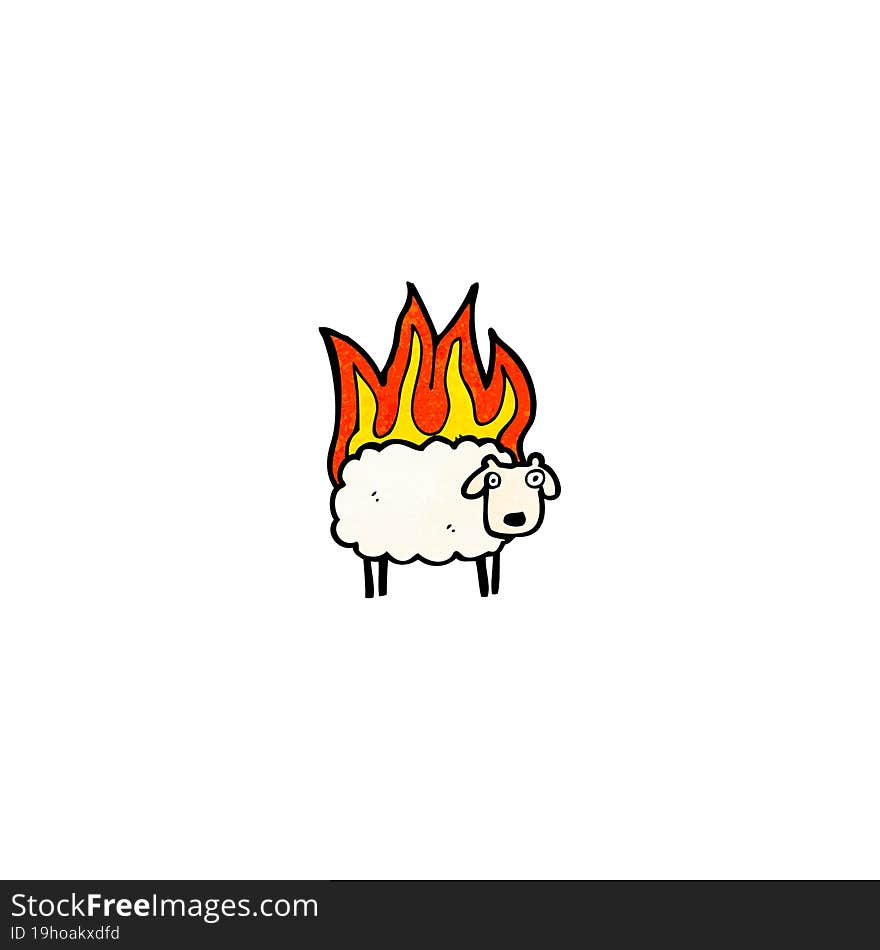 cartoon sheep on fire