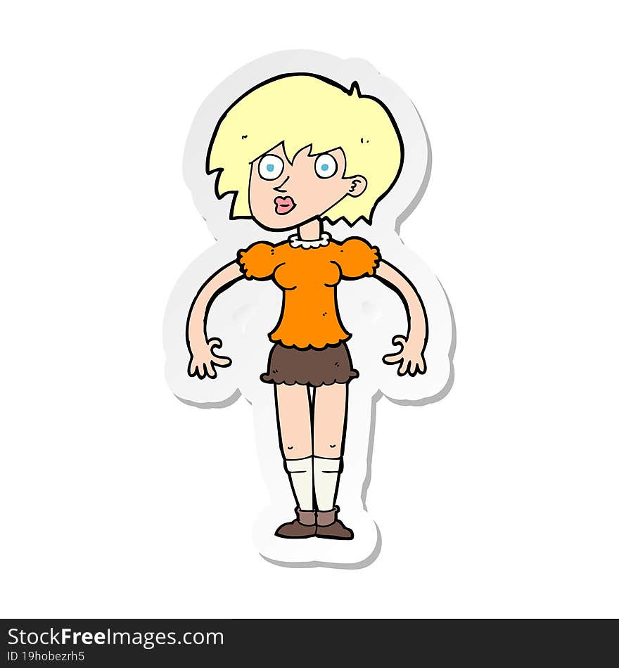 Sticker Of A Cartoon Suprised Woman