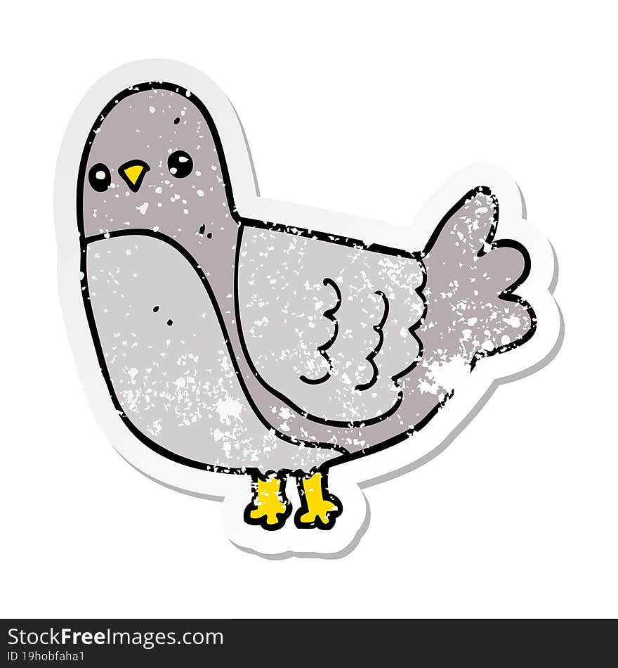 distressed sticker of a cartoon bird