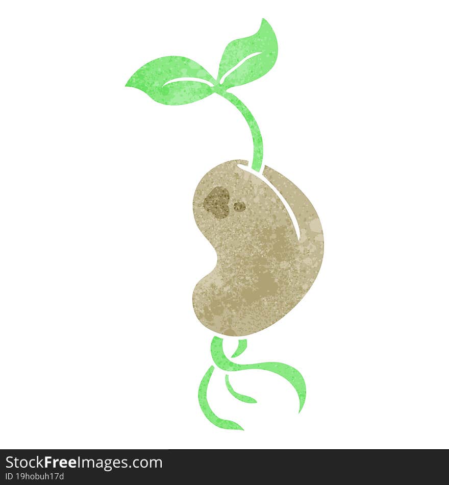 retro cartoon sprouting seed