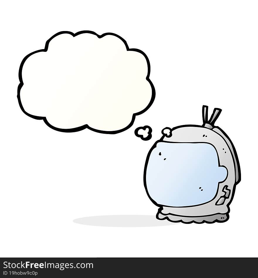 cartoon astronaut helmet with thought bubble