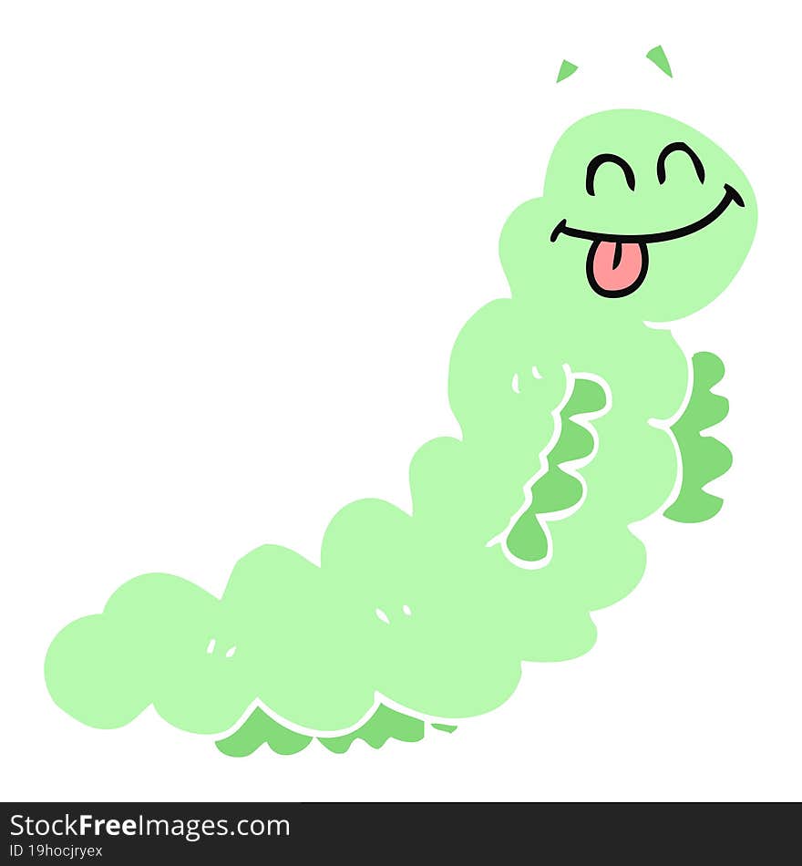 flat color illustration of a cartoon caterpillar