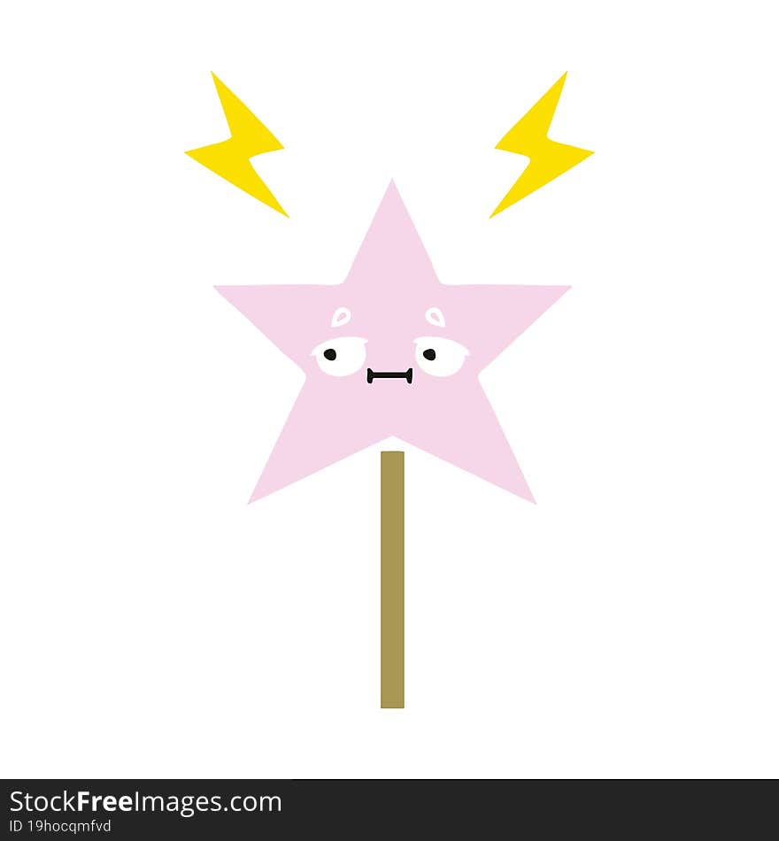 flat color retro cartoon magic wand