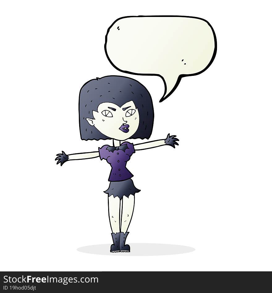 cartoon vampire girl with speech bubble