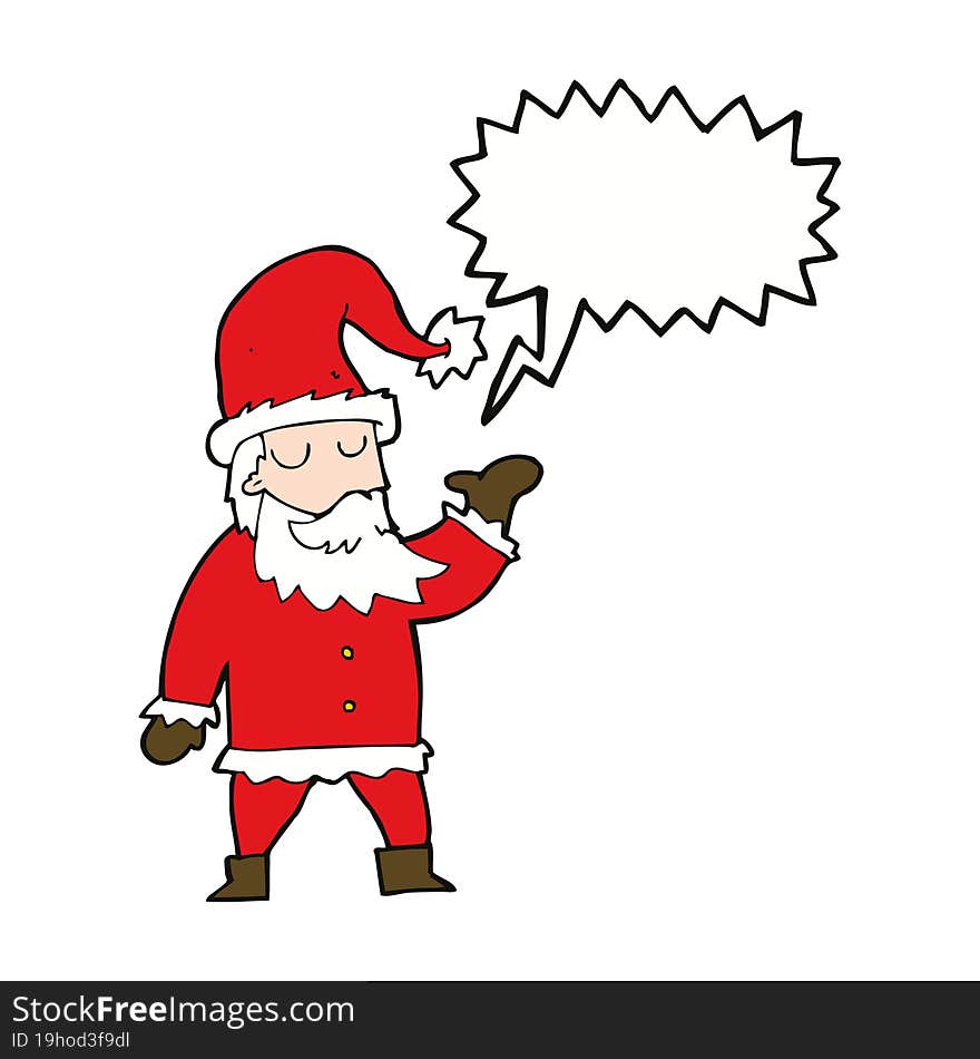 cartoon santa claus with speech bubble