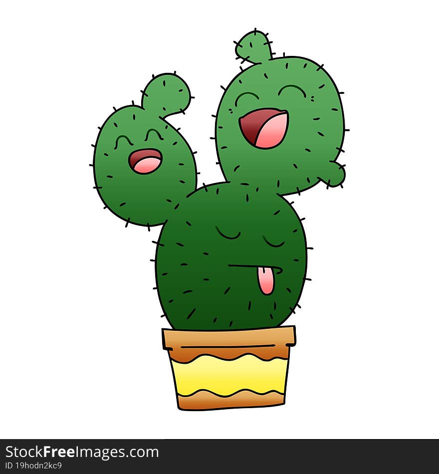 quirky gradient shaded cartoon cactus