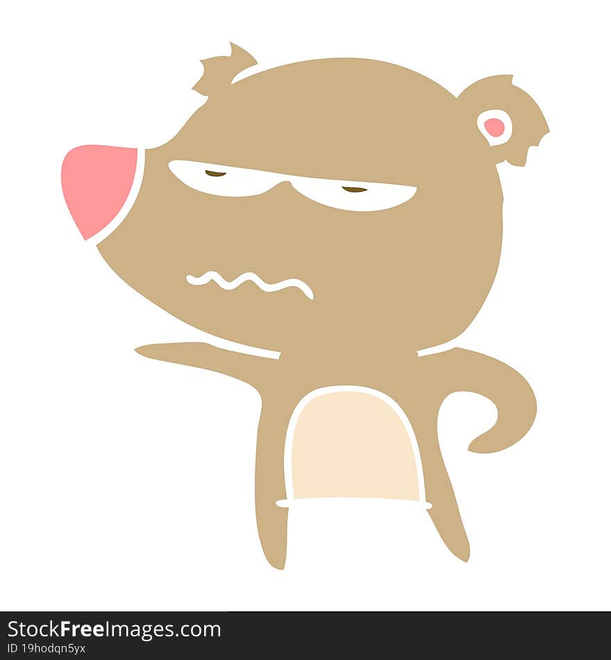 annoyed bear flat color style cartoon