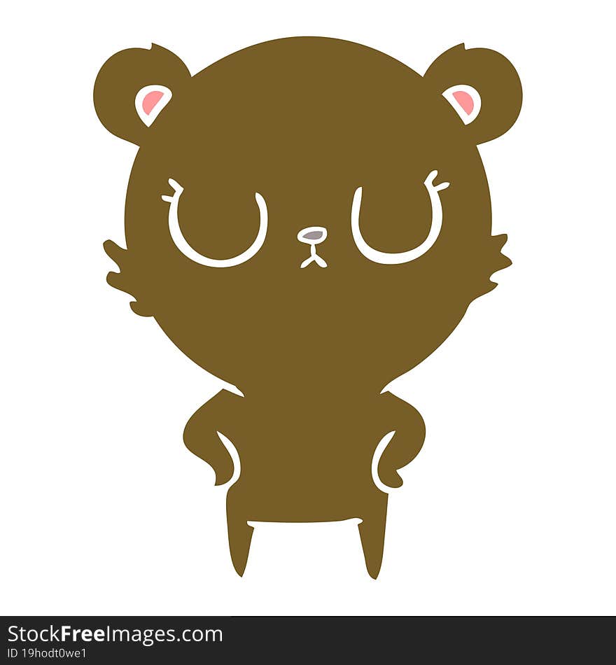 peaceful flat color style cartoon bear