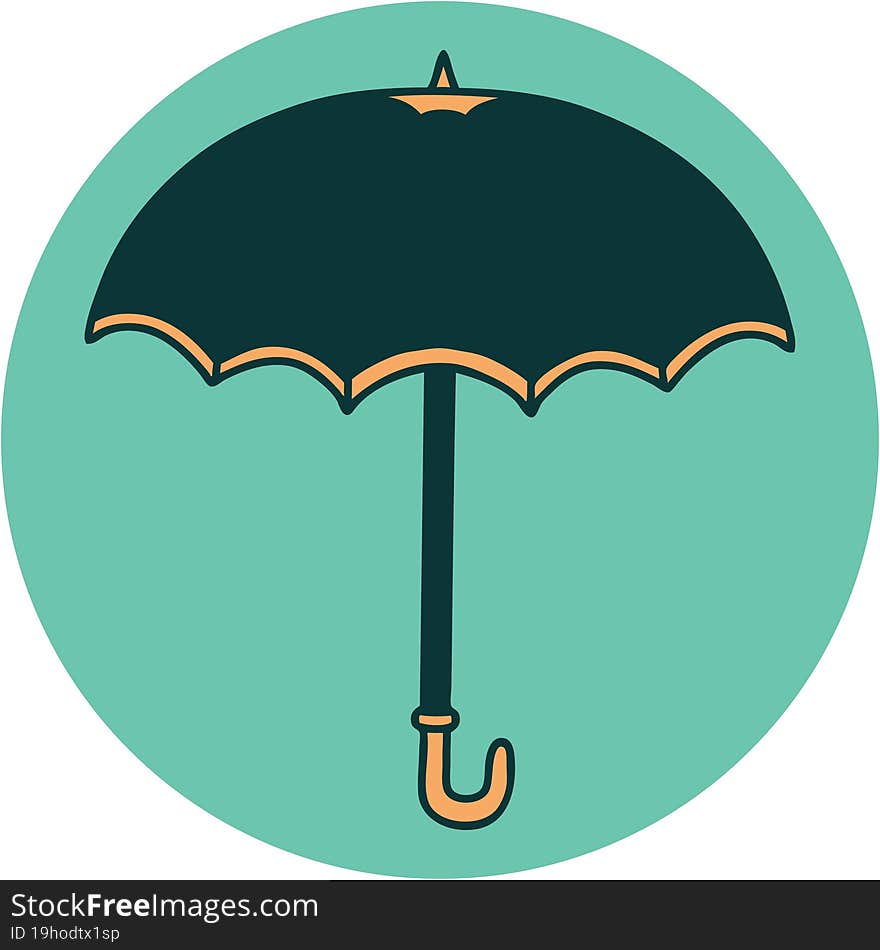 tattoo style icon of an umbrella