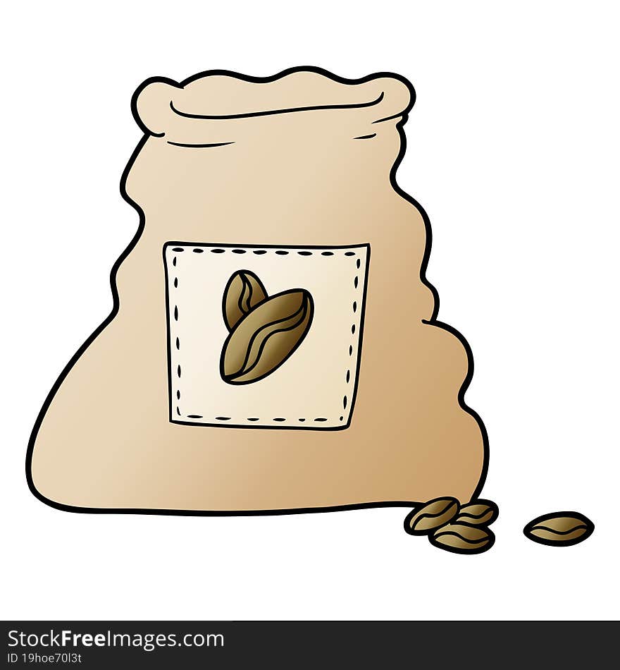 cartoon sack of coffee beans. cartoon sack of coffee beans