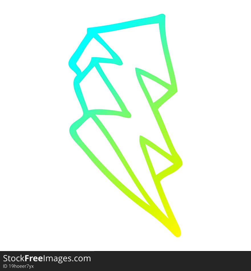 cold gradient line drawing cartoon lightning bolt symbol