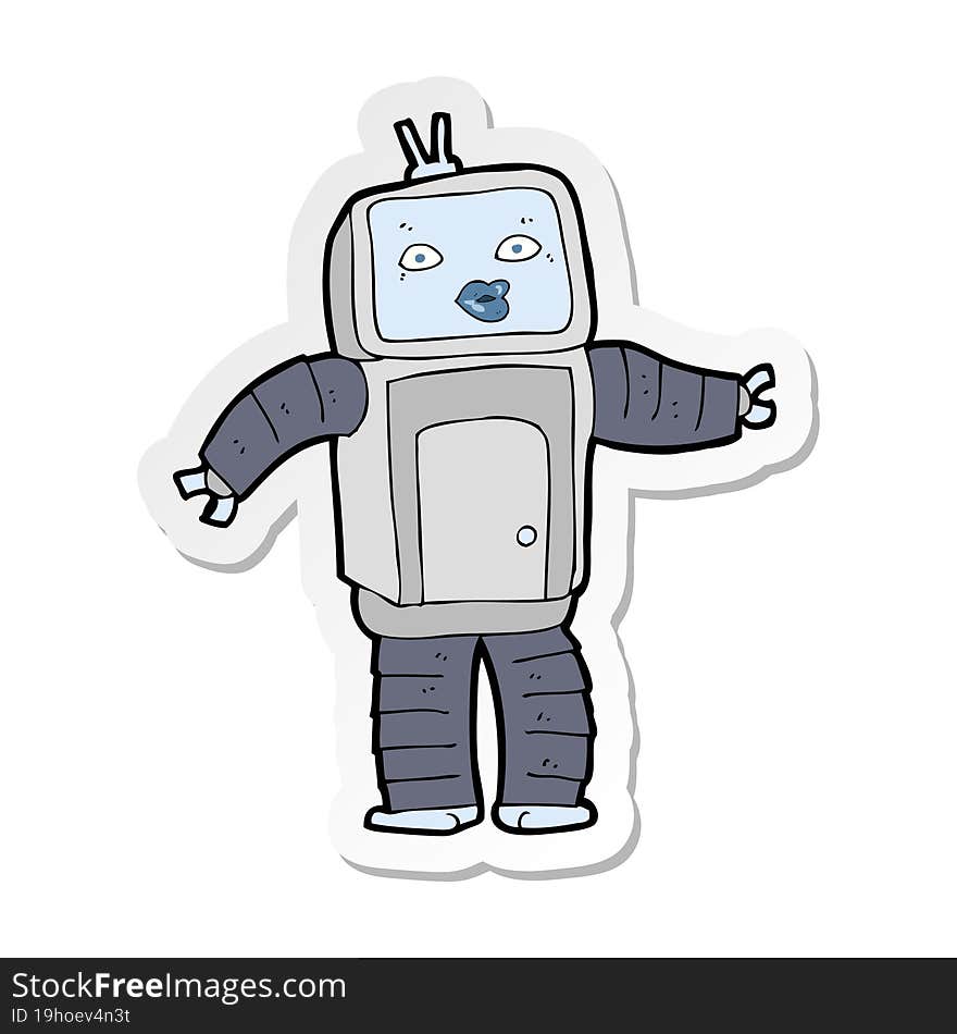 sticker of a funny cartoon robot