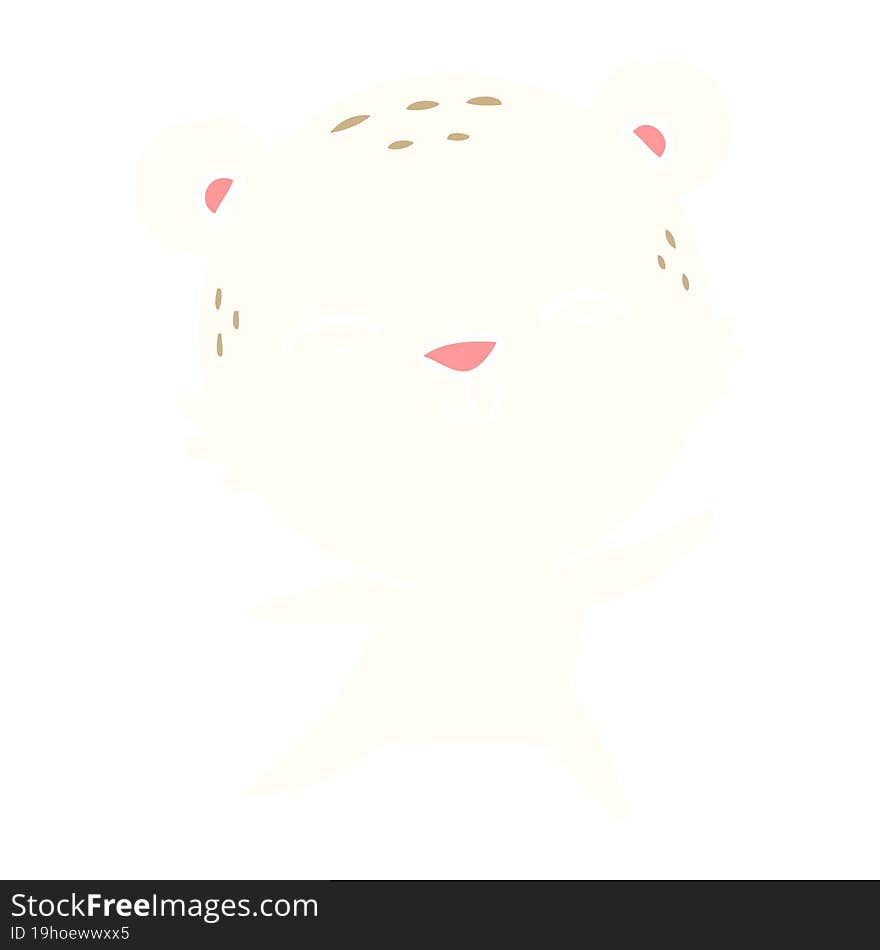 happy flat color style cartoon polar bear dancing