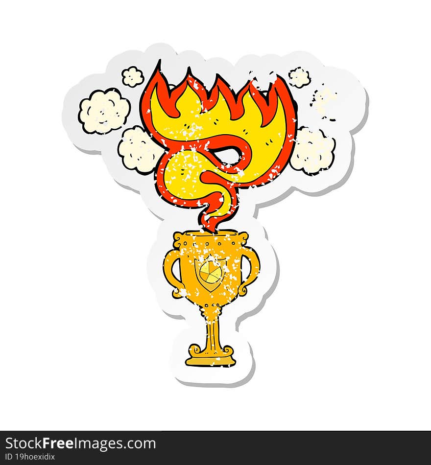 retro distressed sticker of a cartoon trophy