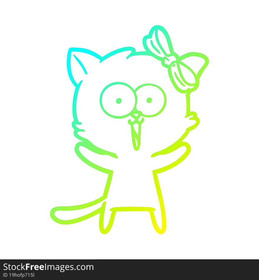 Cold Gradient Line Drawing Cartoon Cat