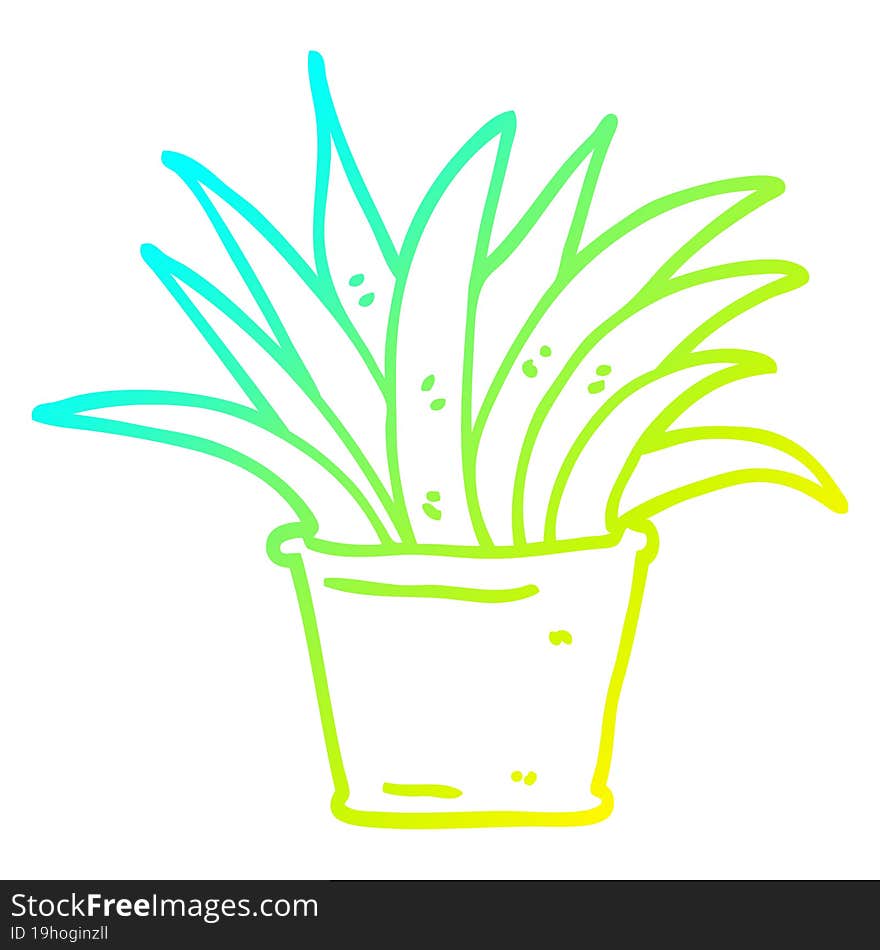 cold gradient line drawing of a cartoon house plant