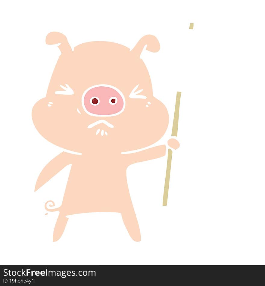 flat color style cartoon angry pig