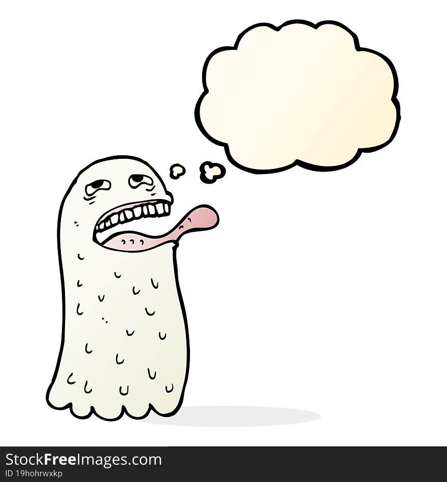 cartoon funny ghost with thought bubble