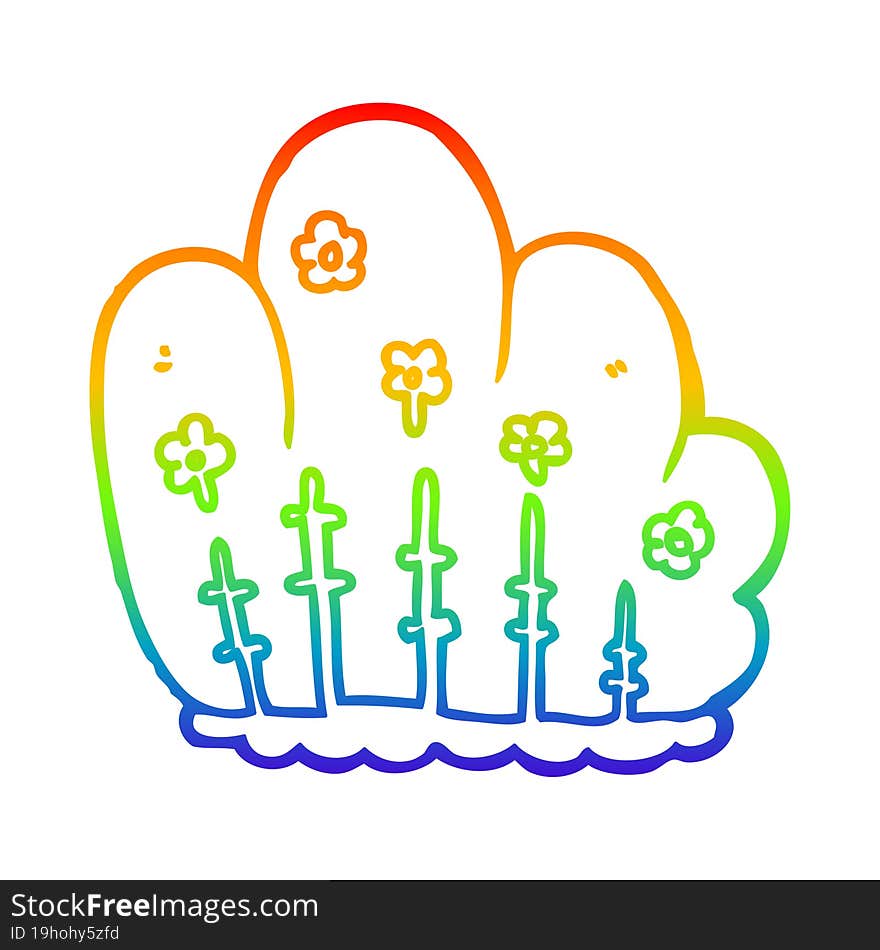 Rainbow Gradient Line Drawing Cartoon Hedge