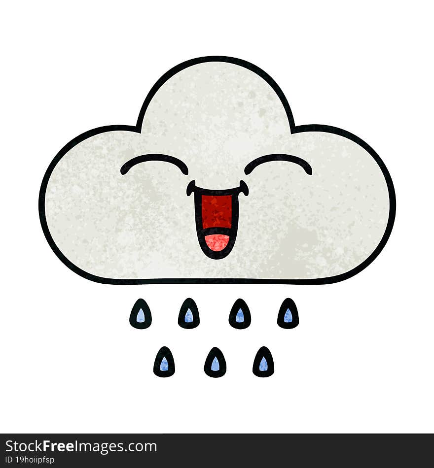 Retro Grunge Texture Cartoon Rain Cloud