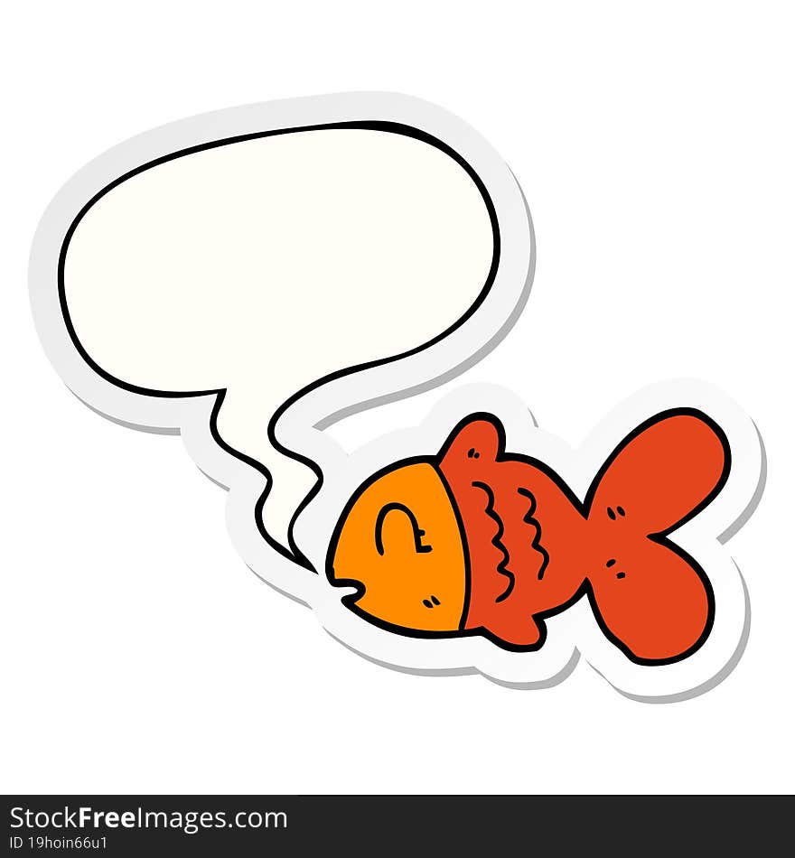 cartoon fish and speech bubble sticker