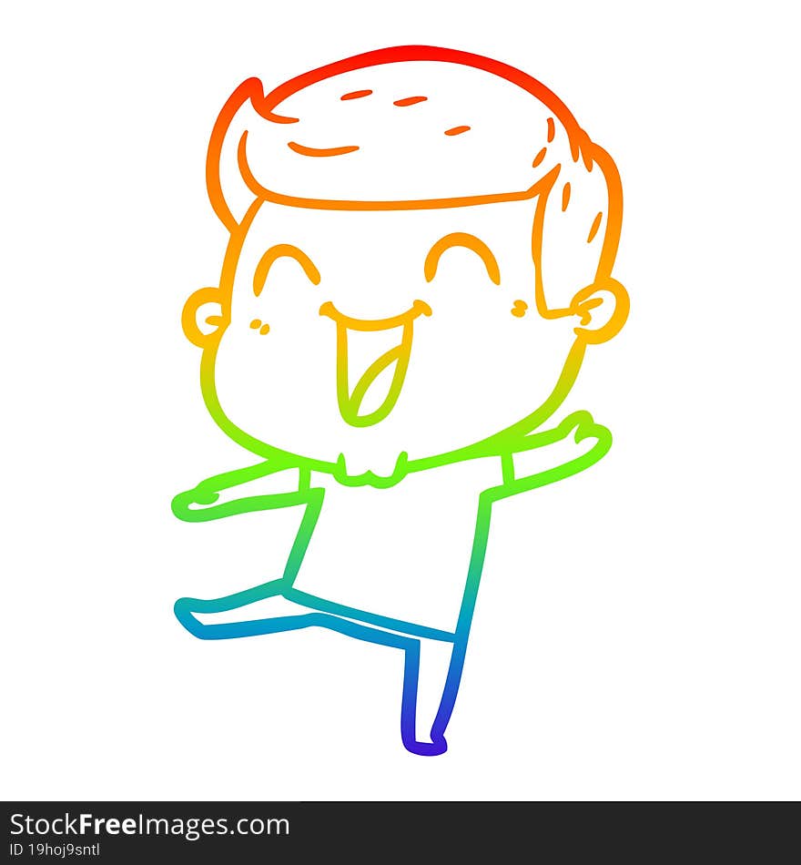 Rainbow Gradient Line Drawing Cartoon Man Laughing