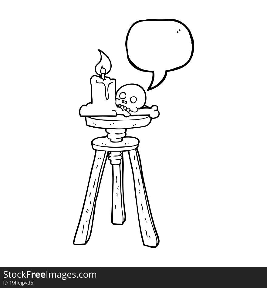 speech bubble cartoon spooky skull and candle