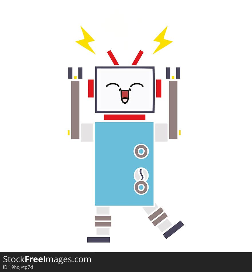 Flat Color Retro Cartoon Robot