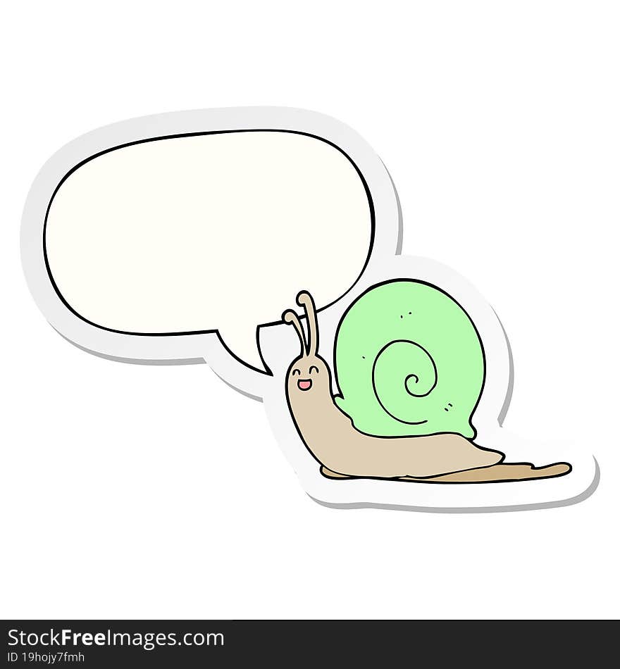 Cartoon Snail And Speech Bubble Sticker