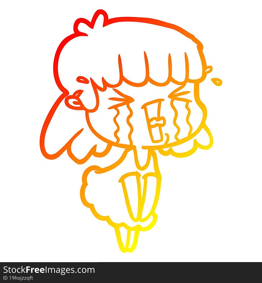 warm gradient line drawing of a cartoon woman