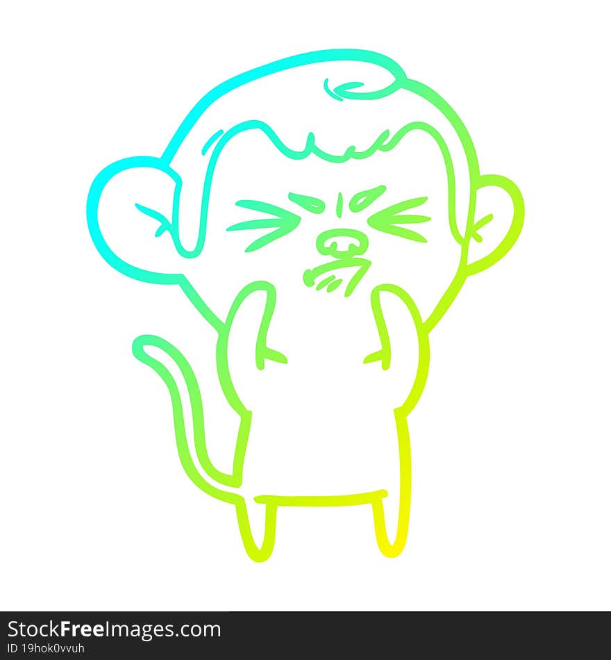 cold gradient line drawing cartoon annoyed monkey