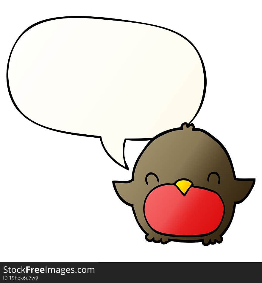 cartoon penguin and speech bubble in smooth gradient style