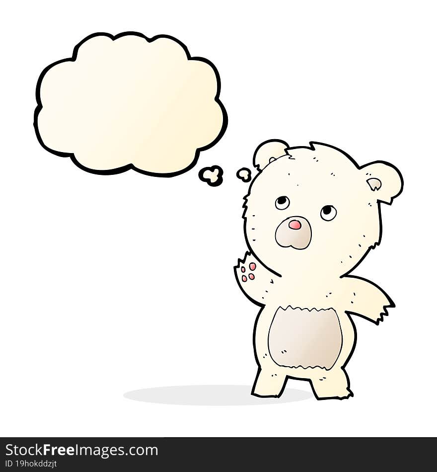 cartoon curious polar bear with thought bubble