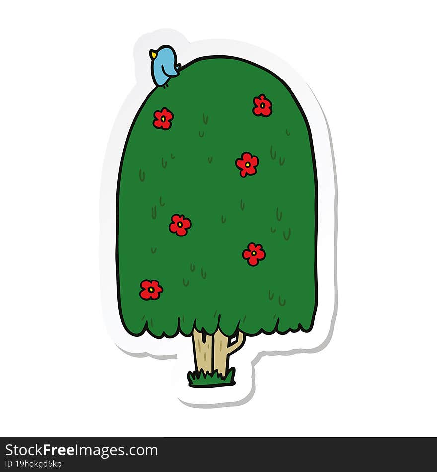 sticker of a cartoon tall tree