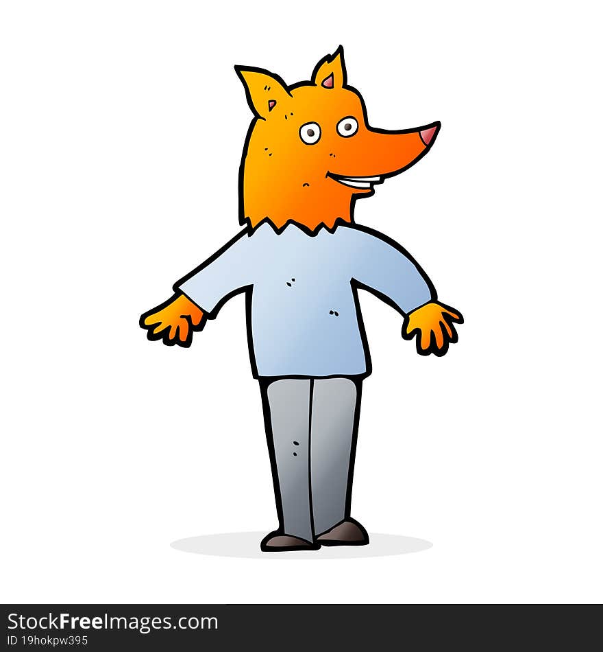 cartoon happy fox man