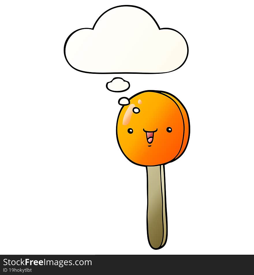 cartoon lollipop and thought bubble in smooth gradient style