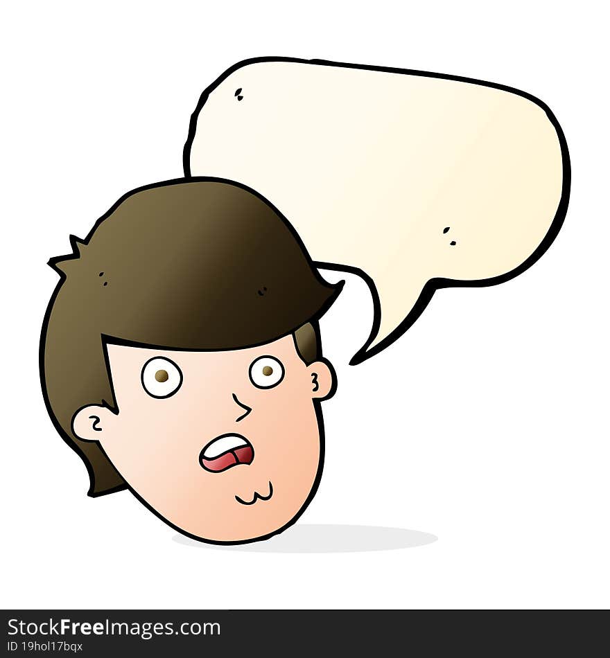 cartoon man with big chin with speech bubble