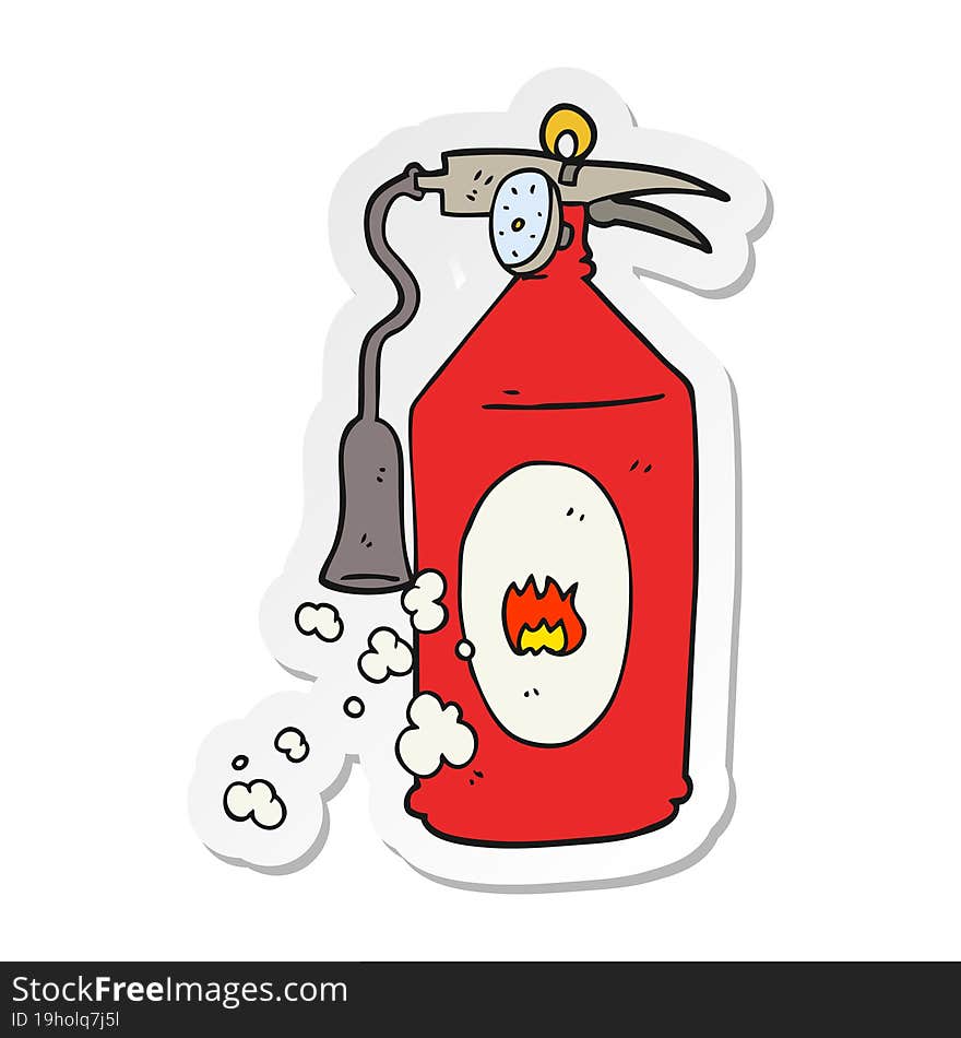 sticker of a cartoon fire extinguisher